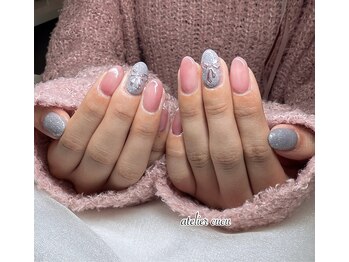 秋ネイルリボン