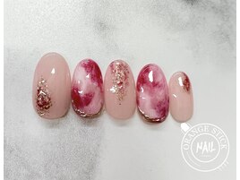 ピンクフラッシュマーブルネイル