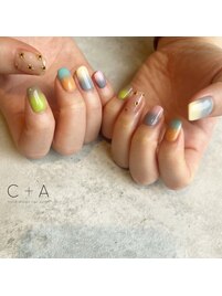 カラフルグラデネイル