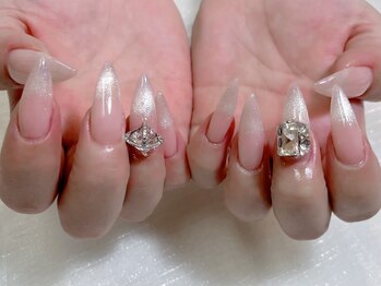 フローラ/チップ長さだしキラキラネイル