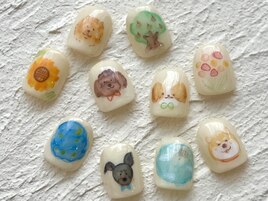 水彩タッチの淡いわんちゃん♪