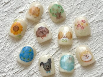 水彩タッチの淡いわんちゃん♪