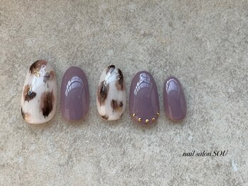 ソウ 難波店 nail salon Sou/ヒョウ柄nail