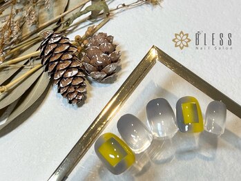 ネイルアンドアイラッシュ ブレス エスパル山形本店(BLESS)/四角いくり抜きオンブレデザイン