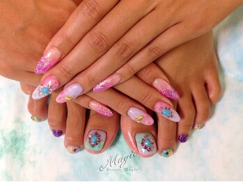 ネイルサロン ビューティーマジック 川口店/カラフル 水面デザイン