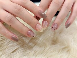 ハート柄ドット/オフィスネイル