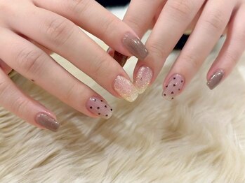 ハート柄ドット/オフィスネイル