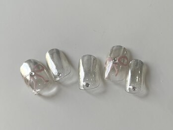 ネイルメゾン 天神店(NAIL MAISON)/クリアリボンミラーグラデ¥7000
