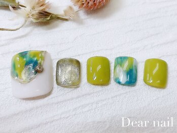 ディア ネイル(Dear nail)/フットピスタチオタイダイ