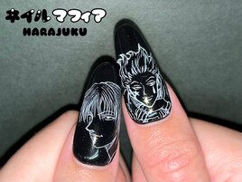 痛ネイル/白黒/モノトーン