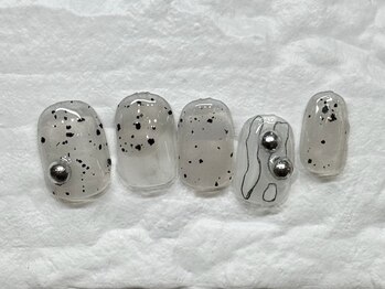 ネイルメゾン 天神店(NAIL MAISON)/アニマル白シルバー落書き¥7000