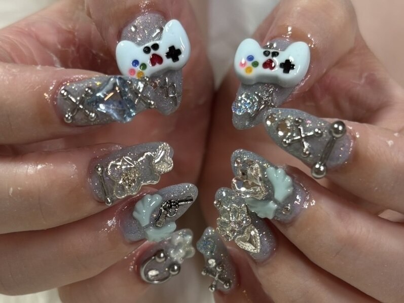 ディズニー ニュアンス マグネットネイル ブライダル フレンチガーリー