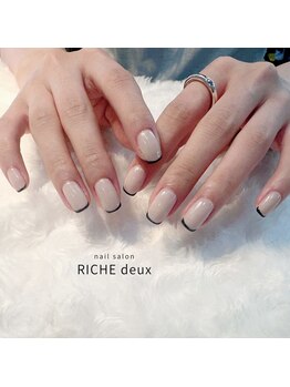 リッシュ ドゥ(RICHE deux)/ポイントネイビーの細フレンチ