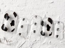 ジェミーネイル エビス(Jemiy nail ebisu)/クリア牛柄動物ビジュー6980yen