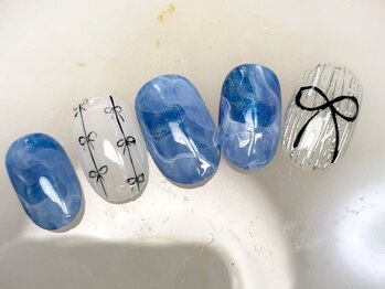 なちゅらる 苫小牧/リボン/海/青ネイル