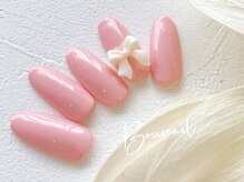 ボネール(nail ＆ eyelash Bounail)/ワンカラー ピンク リボン　３D