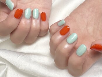 ヒールネイル(heal nail)/green×orange~