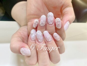 ジーフィンガー 大井町店(G Finger)/キラキラ♪白のハートホロネイル