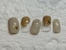 ネイルメゾン 天神店(NAIL MAISON)/ぷっくり砂ゴールド夏¥7000