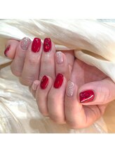 ヘアアンドネイル ミューズ 新浦安店(HAIR&NAIL MUSE)/埋め込みハート赤レッド大人女子