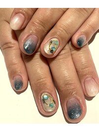 爽やかシェルネイル