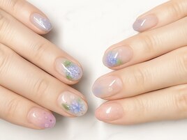 紫陽花と水滴ネイル　9,800円