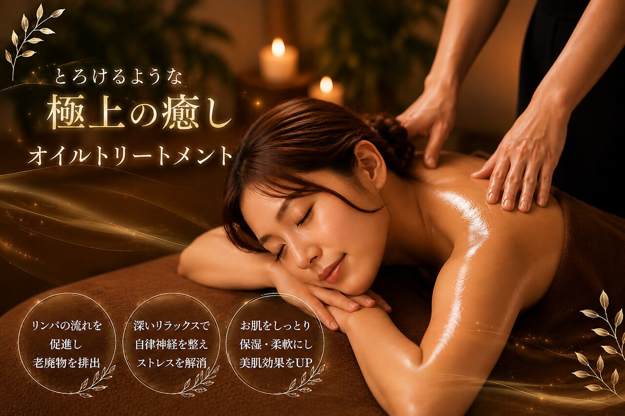 【首肩こり・足むくみ】全身まるごと軽やかに★本格リンパマッサージ60分
