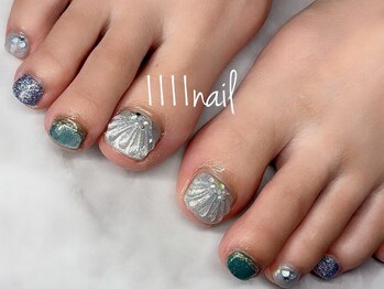イチイチイチイチネイル(1111nail)/ブルー系で夏おまかせフット☆