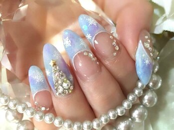 ネイルブラックシー デコ電ショップ クリスタルシー(BLACK SEA Shop Crystal Sea)/マットフレンチ