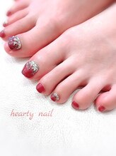 ハーティーネイル hearty nail 溝の口店/上品☆赤フットネイル