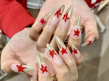 ミラーフレンチ×星ペイント