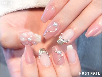 ファストネイル 広島駅前店(FAST NAIL)/ぷっくりフラワー×ニュアンス