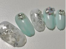 ビービーネイル(BB)/マーブルネイルで綺麗目ネイル