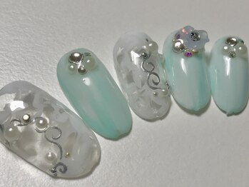 ビービーネイル(BB)/マーブルネイルで綺麗目ネイル