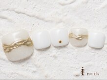 アイネイルズ 横浜WEST店(I-nails)/白×ゴールドフット8480円