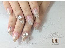 アークヘアーダイ ネイル アンド アイラッシュ(ARK HAIR DAI)/ラメグラデ（有料パーツ使用）