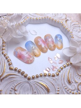 ピオニーネイル(peony nail)/夕日に染まるさくら