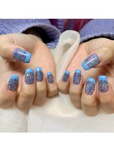 Mネイルアンドカフェ シェレステ/ラメにフレンチネイル！