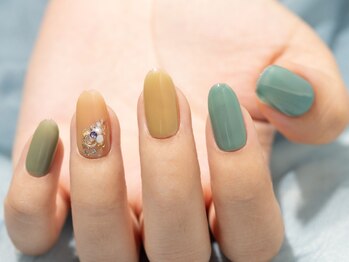 ヴァンネイル(VINGT NAIL nail&eye beauty)/ターコイズ×くすみカラー