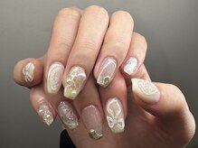 ジュイール ネイル 千葉店(Jouir nail)/クリアホワイトリボン