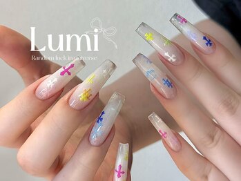ルミネイル 大宮東口店(Lumi Nail)/七色モチーフ ホワイトグラデ