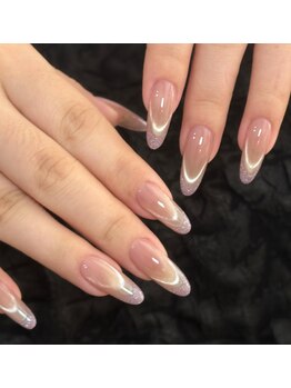 ガラスフレンチネイル