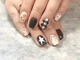 秋のチェックネイル★パラジェル
