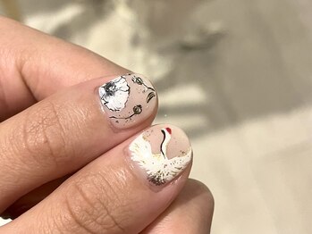 ネイルズ ララ(nails Lala)/鶴とケシの花。