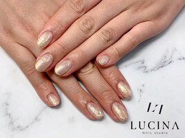 Hー41冬のラメワンカラーネイル