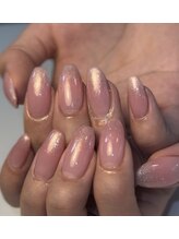 エムズネイル サベージ(M's nails Savage)/透け感ピンクonラメグラ
