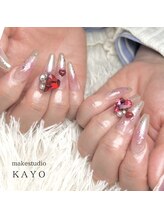 メイクスタジオ カヨ(makestudio KAYO)/うるツヤミラー×ビジューネイル