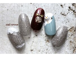 ぷっくり雪だるまネイル