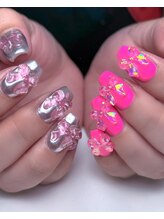 ホランイネイル(HORANGI NAIL)/フリーアートM　リボンネイル