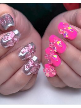 ホランイネイル(HORANGI NAIL)/フリーアートM リボンネイル